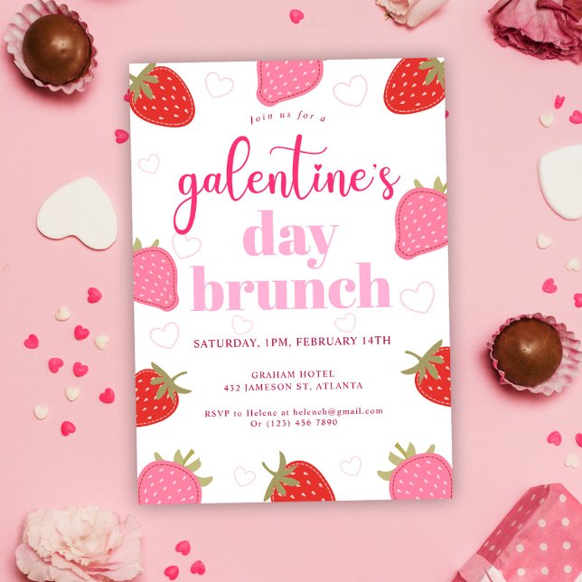 Invitation Gosse de Saint Valentin de Saint Valentin Brunch (Cute Girly Valentine's Galentine's Day Brunch Invitation)