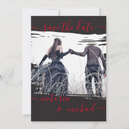 Invitation Goth Brush a Mariage Photo Enregistrer la date