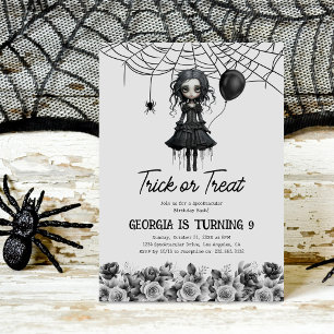 Invitation Goth Girls Halloween Anniversaire de enfant Party