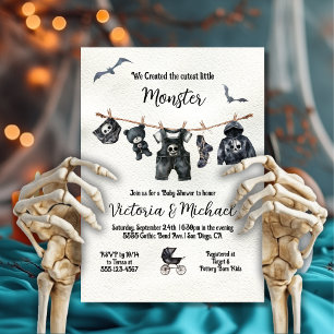 Invitation Goth Halloween Clothesline Baby shower