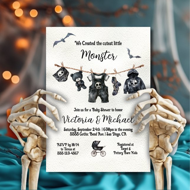 Invitation Goth Halloween Clothesline Baby shower (Créateur téléchargé)