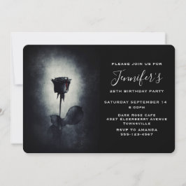 Invitation Goth Rose noir goutte de sang Grunge Anniversaire