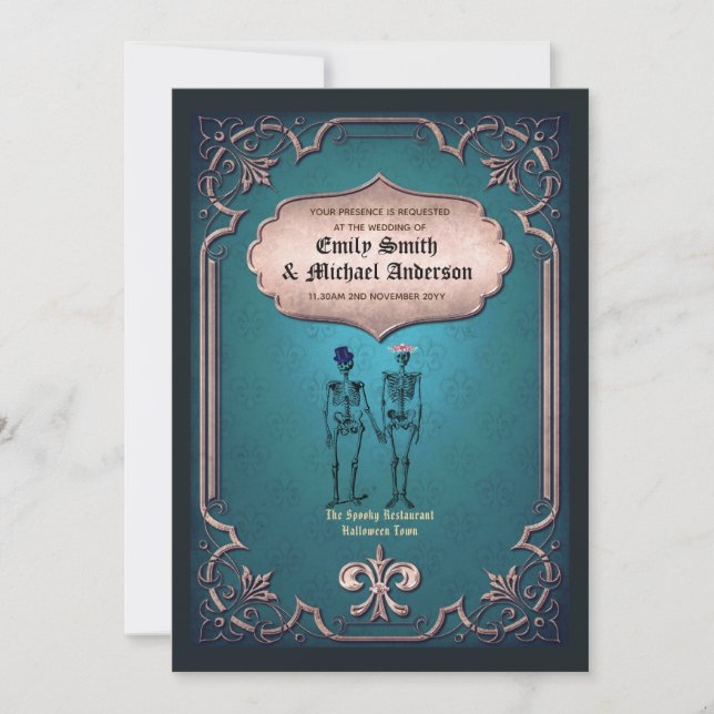 Invitation Goth Skeleton Dîner de répétition Mariage Fiançail (Devant)