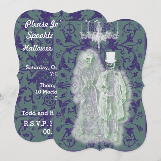 Invitation Goth Skeleton Ghost Bride et Groom Couple (Devant / Derrière)