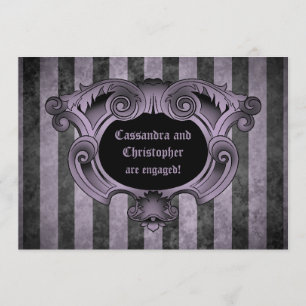 Invitation Goth thème noir et violet fiançailles