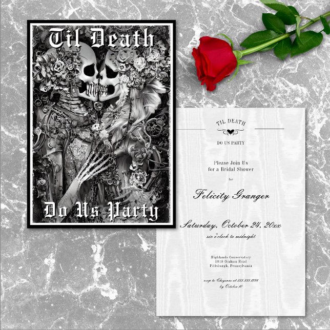 Invitation Goth Til Death Fête Squelette Fête des mariées (Goth Til Death Do Us Party Skeleton Bridal Shower Invitation)