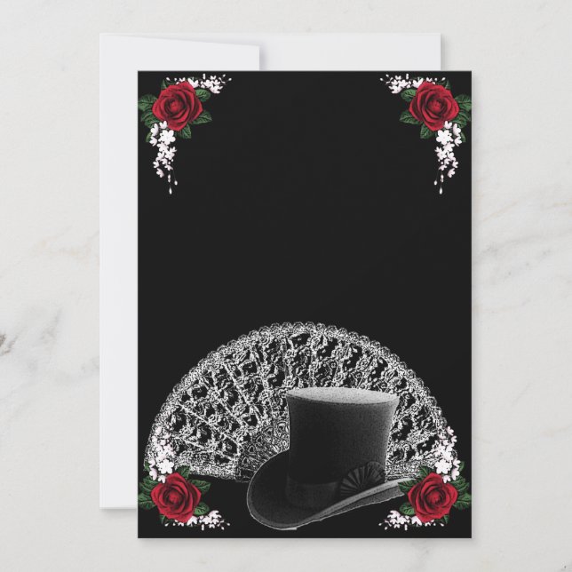 Invitation Goth Top Hat et ventilateur Mariage victorien (Devant)