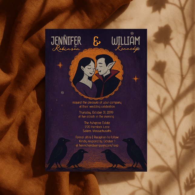 Invitation Goth Vampire Couple - Dark Halloween Mariage (Créateur téléchargé)