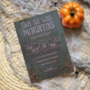 Invitation Goth vintage rose foncé dia de los muertos