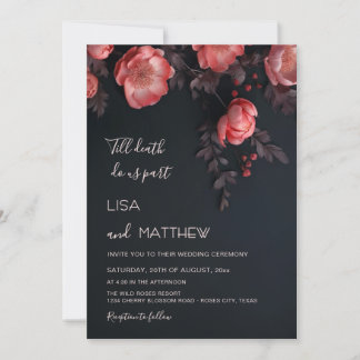 Invitation Goth Wedding 3D Roses Casual Wedding