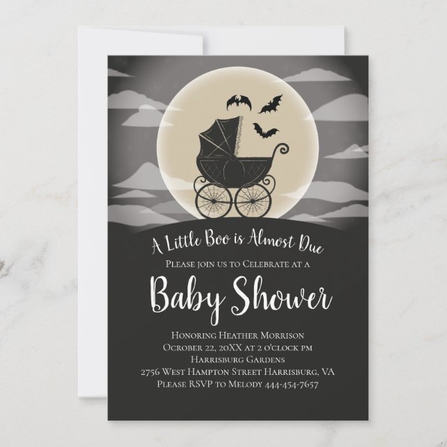 Invitation Gothic Baby Shower Halloween (Devant)