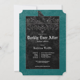 Invitation Gothic Black Raven & Roses Salle de Bain de Mariag