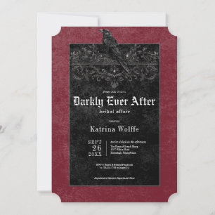Invitation Gothic Black Raven & Roses Wine Enterrement de vie