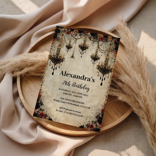 Invitation Gothic Chandelier Roses Birthday (Créateur téléchargé)