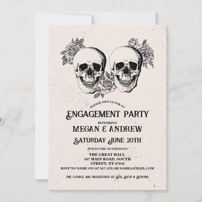 Invitation Gothic Halloween de la partie d'engagem (Devant)