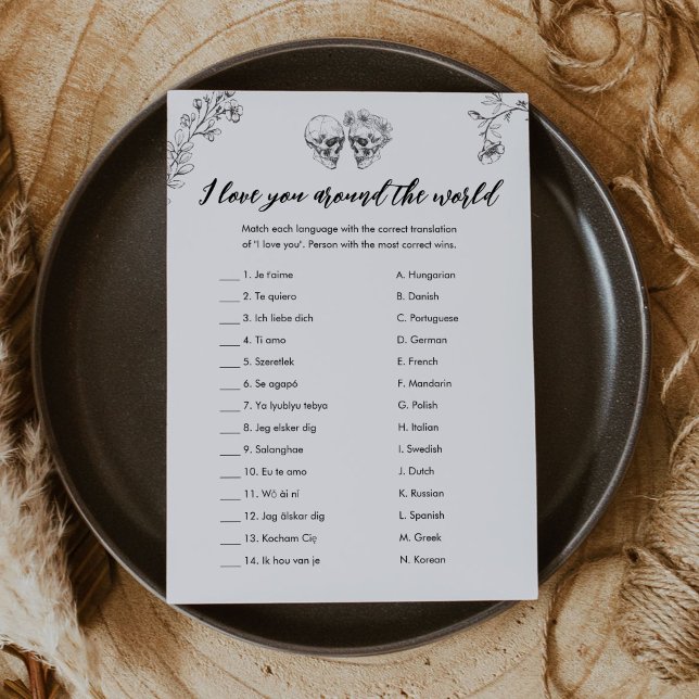 Invitation GOTHIC I Love You Around World Bridal Game (Créateur téléchargé)