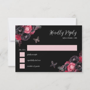Invitation Gothic Rose Rouge & Noir Quinceañera RSVP