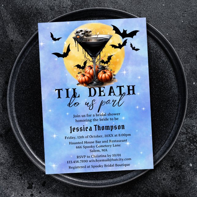 Invitation Gothic Til Death Do Us Part Martini Fête des marié (Créateur téléchargé)