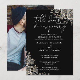 Invitation Gothique Black Et White Photo Engagement Party