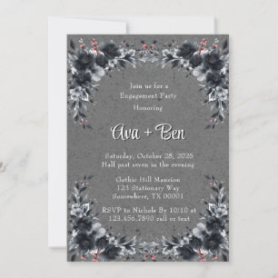 Invitation Gothique Black Floral Frontière Partie d'engagemen