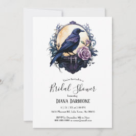 Invitation Gothique Boho Floral Raven & Fête des mariées Rose