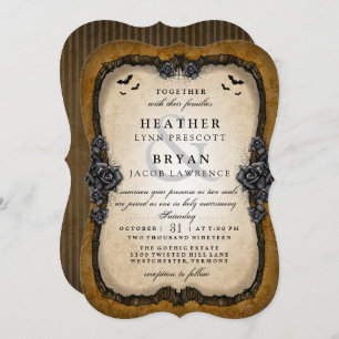 Invitation gothique Brown de mariage de Halloween