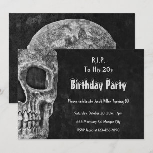 Invitation Gothique crâne fête d'anniversaire RIP à ses 20 an