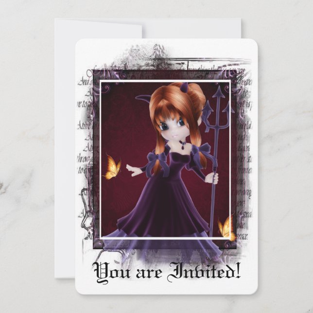 Invitation gothique Douche nuptiale Little Devil 5 (Devant)