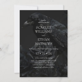 Invitation Gothique Elégant Corbeau & Rose Black Handfasting