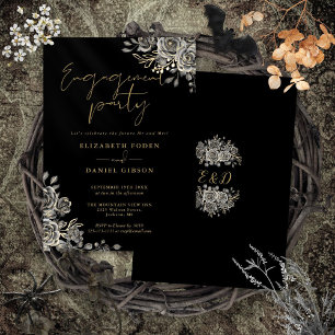 Invitation Gothique Floral Black And Gold