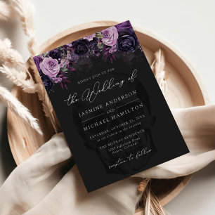 Invitation Gothique Floral Crâne Halloween Mariage