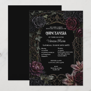 Invitation gothique florale lunatique pour Quincea