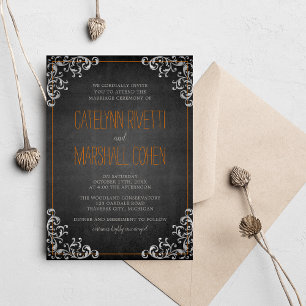 Invitation Gothique Flourish Halloween Mariage foncé