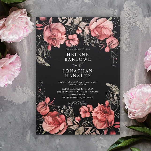 Invitation Gothique Halloween Floral Mariage (Gothic Halloween Floral Wedding Invitation)