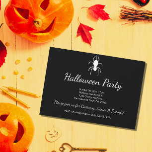 Invitation Gothique Halloween Party White Spider Black
