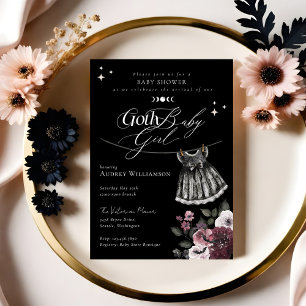 Invitation Gothique Halloween robe noire Goth Baby shower fil