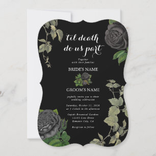 Invitation Gothique Halloween Rose noir Mariage
