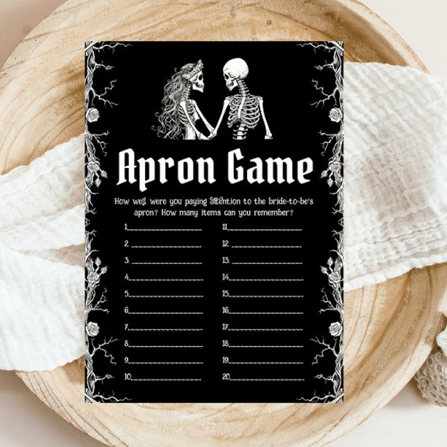 Invitation Gothique Halloween Squelette Fête des mariées Apro (Gothic Halloween Skeleton Bridal Shower Apron Game )