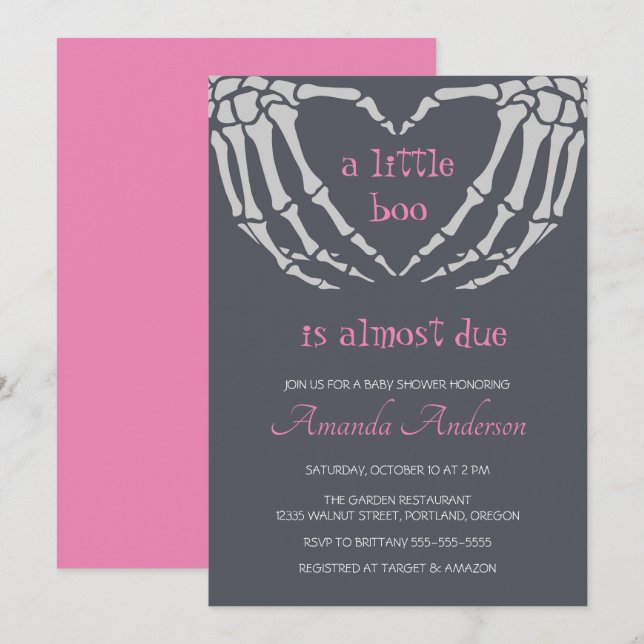 Invitation Gothique Halloween squelette mains Baby shower fil (Devant / Derrière)