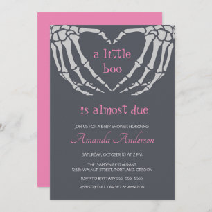 Invitation Gothique Halloween squelette mains Baby shower fil