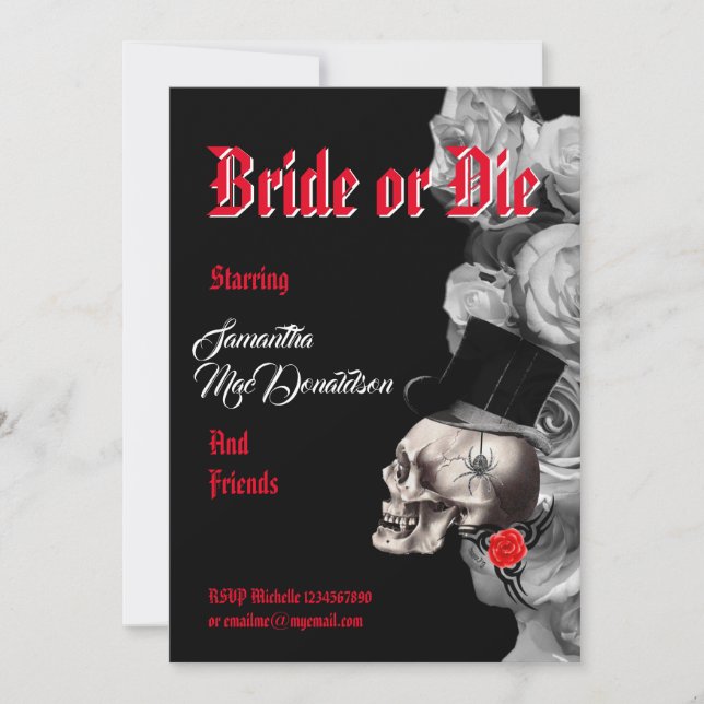 Invitation Gothique Halloween style bachelorette (Devant)