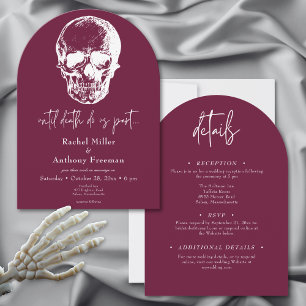 Invitation Gothique Jusqu'À La Mort Crâne Arc Mariage Deux Cô
