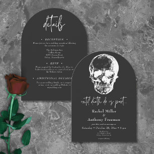 Invitation Gothique Jusqu'À La Mort Crâne Arc Mariage Deux Cô