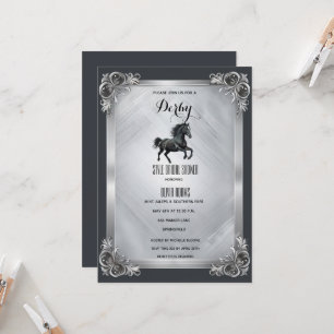 Invitation Gothique Luxueux Cheval Noir & Argent Kentucky Der