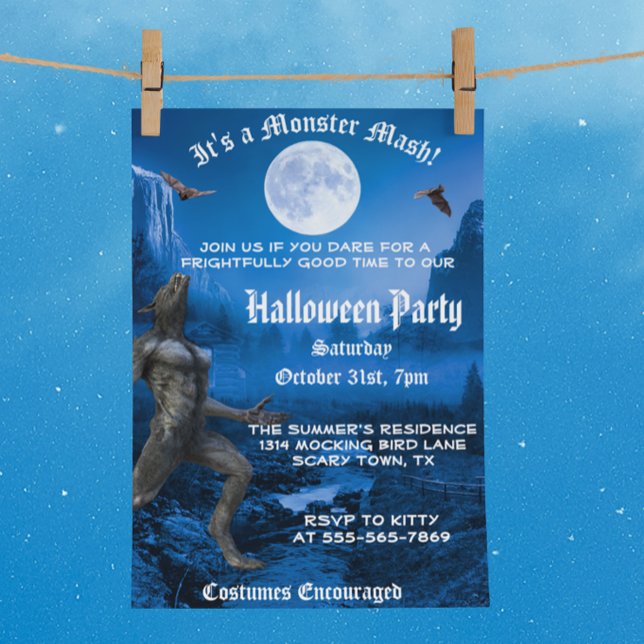 Invitation Gothique Monster Mash Werewolf Halloween Party (Créateur téléchargé)
