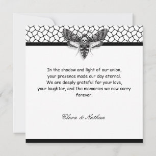 Invitation Gothique Moth Mariage crâne   Noir & Blanc