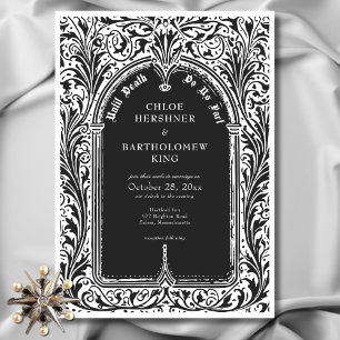 Invitation Gothique Noir Blanc Médiéval Jusqu'à la mort Maria