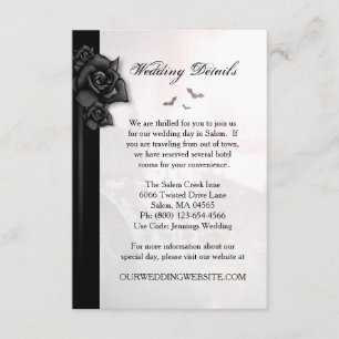 Invitation Gothique Noir Rose chauves-souris Matching Détails