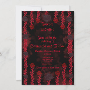 Invitation Gothique personnalisable avec roses noires et roug