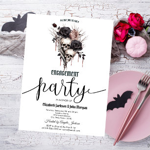 Invitation Gothique Roses Noires Crânes Engagement